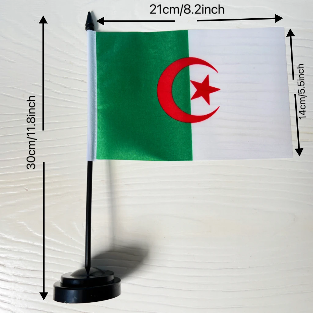 14x21 سنتيمتر مكتب عمل العلم الجزائر العلم الوطني راية الدولة #3