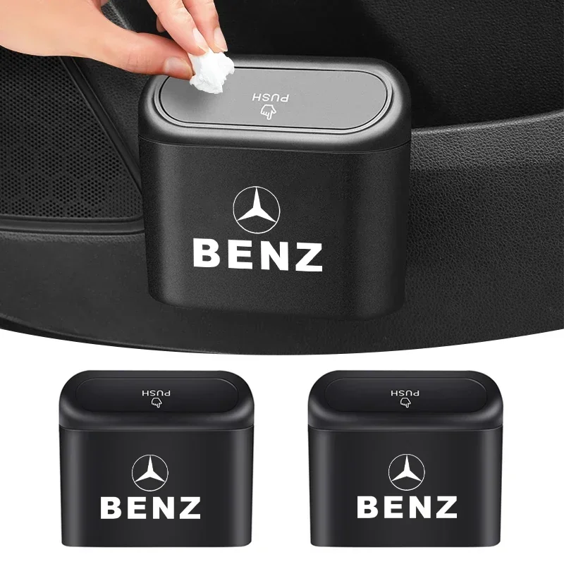 

Car Trash Can Portable Wastebasket Trash Can With Lid For Mercedes Benz AMG W203 W206 W220 W205 W211 W212 W201 W210 W108 GLC GLK