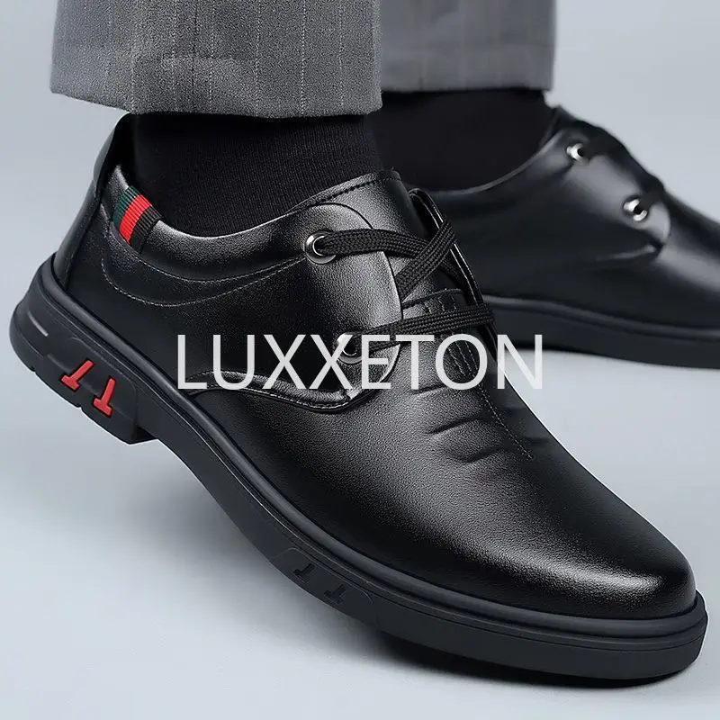 Chaussures en cuir décontractées pour hommes, chaussures en cuir confortables pour hommes, chaussures d'affaires astronomiques souples, chaussures plates à enfiler, marque d'automne, mode