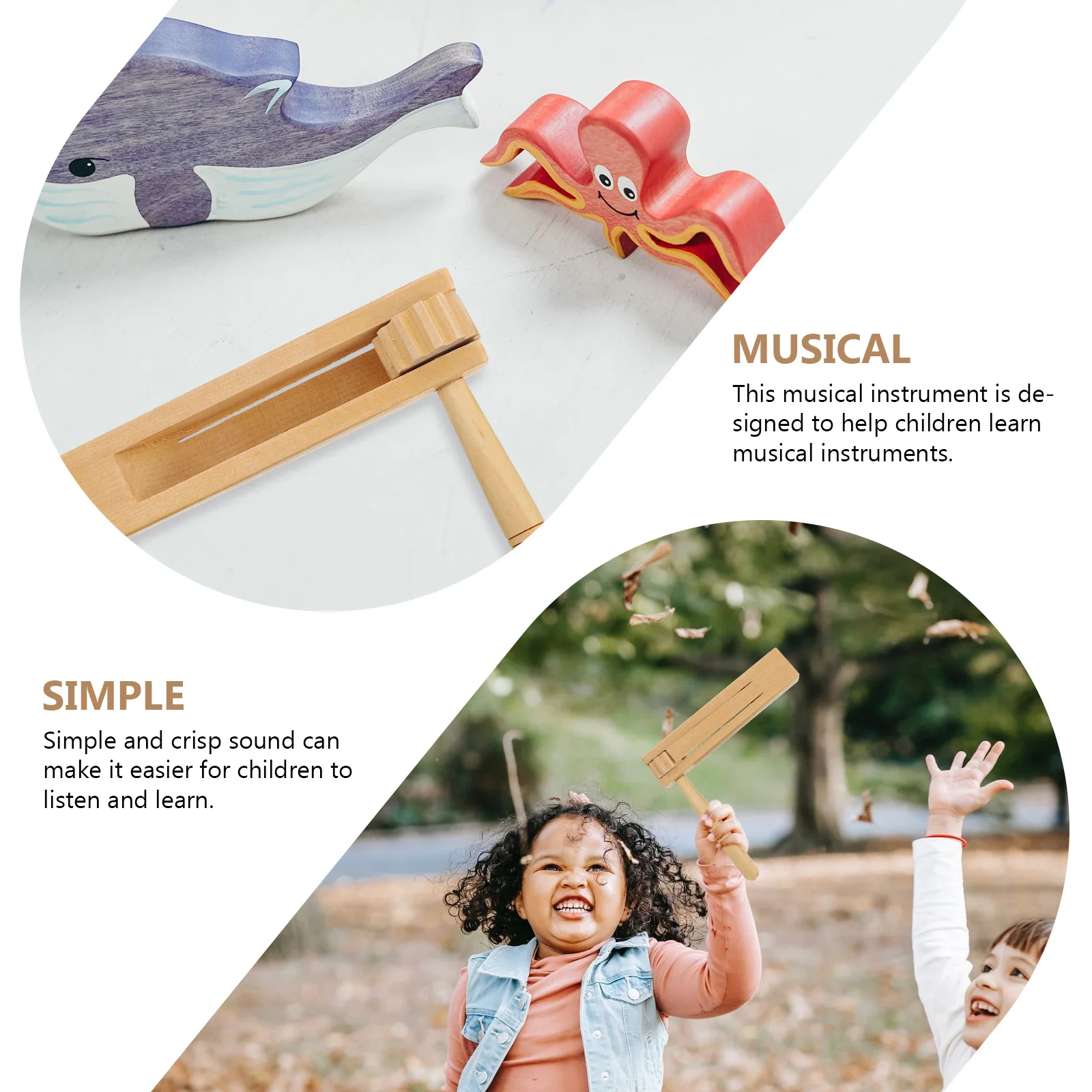 

Creative Wooden Castanets Educational Teaching Aids Eco Friendly Music Percussion Instruments for Christmas