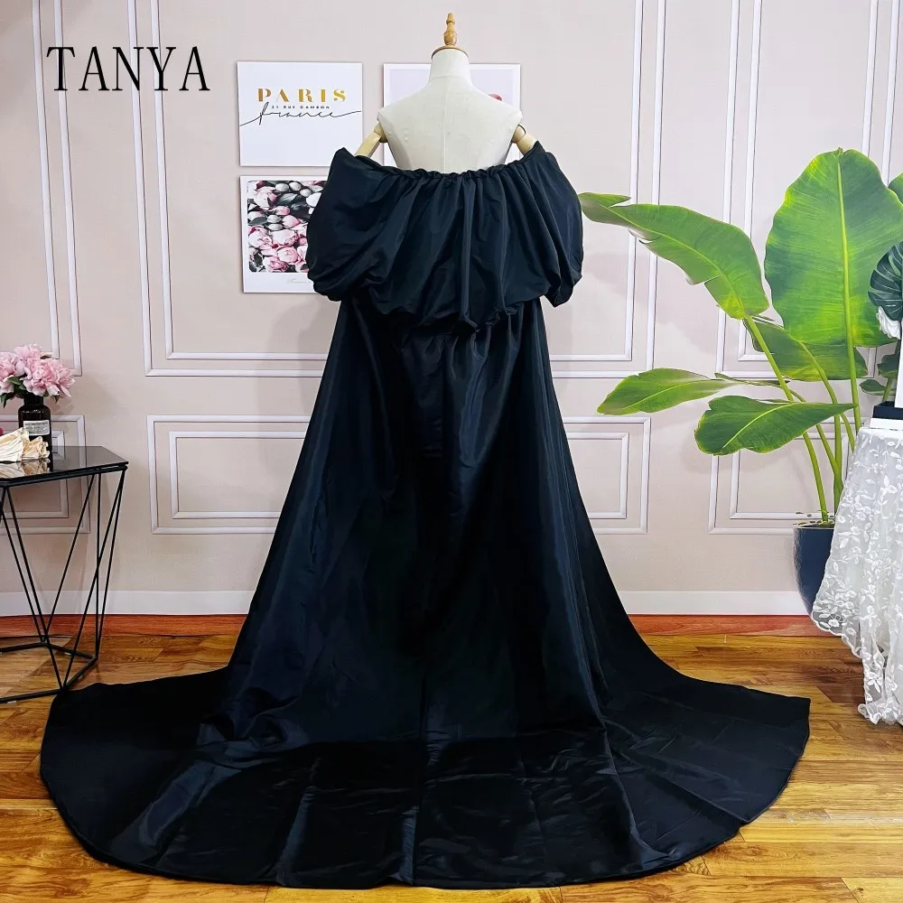 

Elegant Taffeta Long Wedding Cape With Puffy Short Sleeves Fashion Outfit Bridal Wrap Jacket DJ201