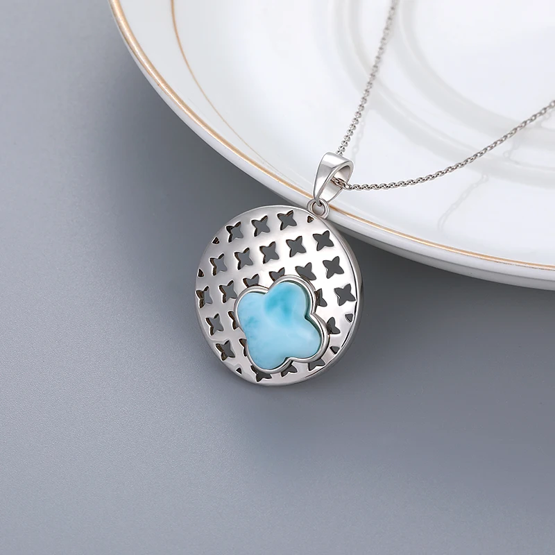 Four Leaf Clover 925 Sterling Silver Jewelry Gift Classic Pendant Necklace Natural Precious Larmar Retro Woman Contractedstyle