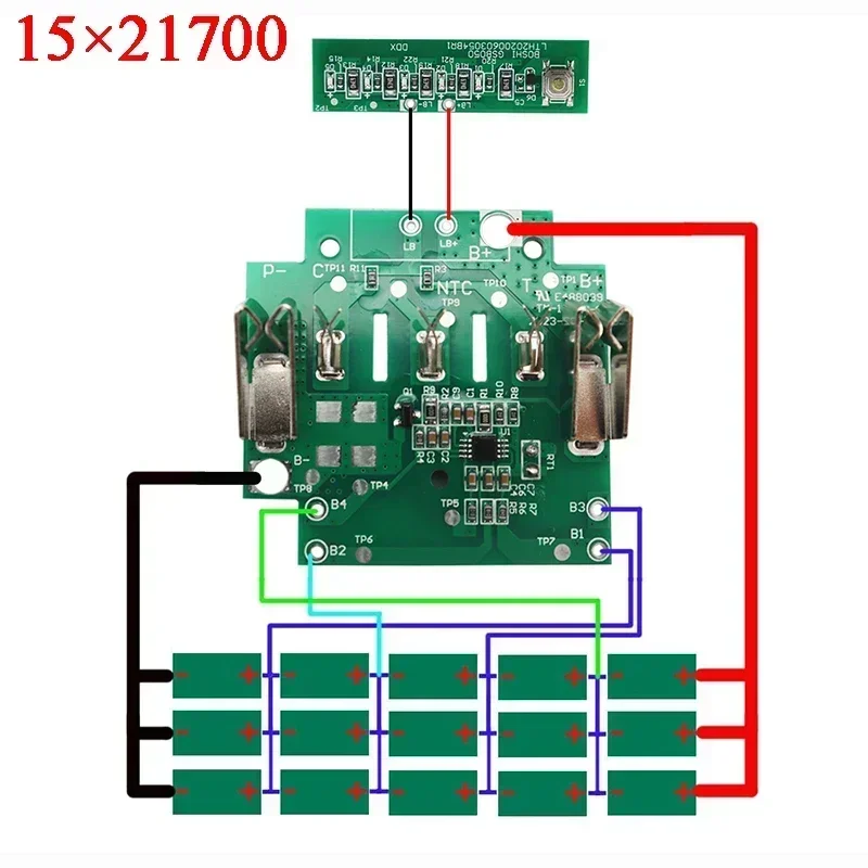 เคสพลาสติกแบตเตอรี่ลิเธียม15x21700 BAT618แผงวงจรป้องกันการชาร์จ PCB สำหรับ BAT609G BAT610 18V ที่อยู่อาศัย BAT618G