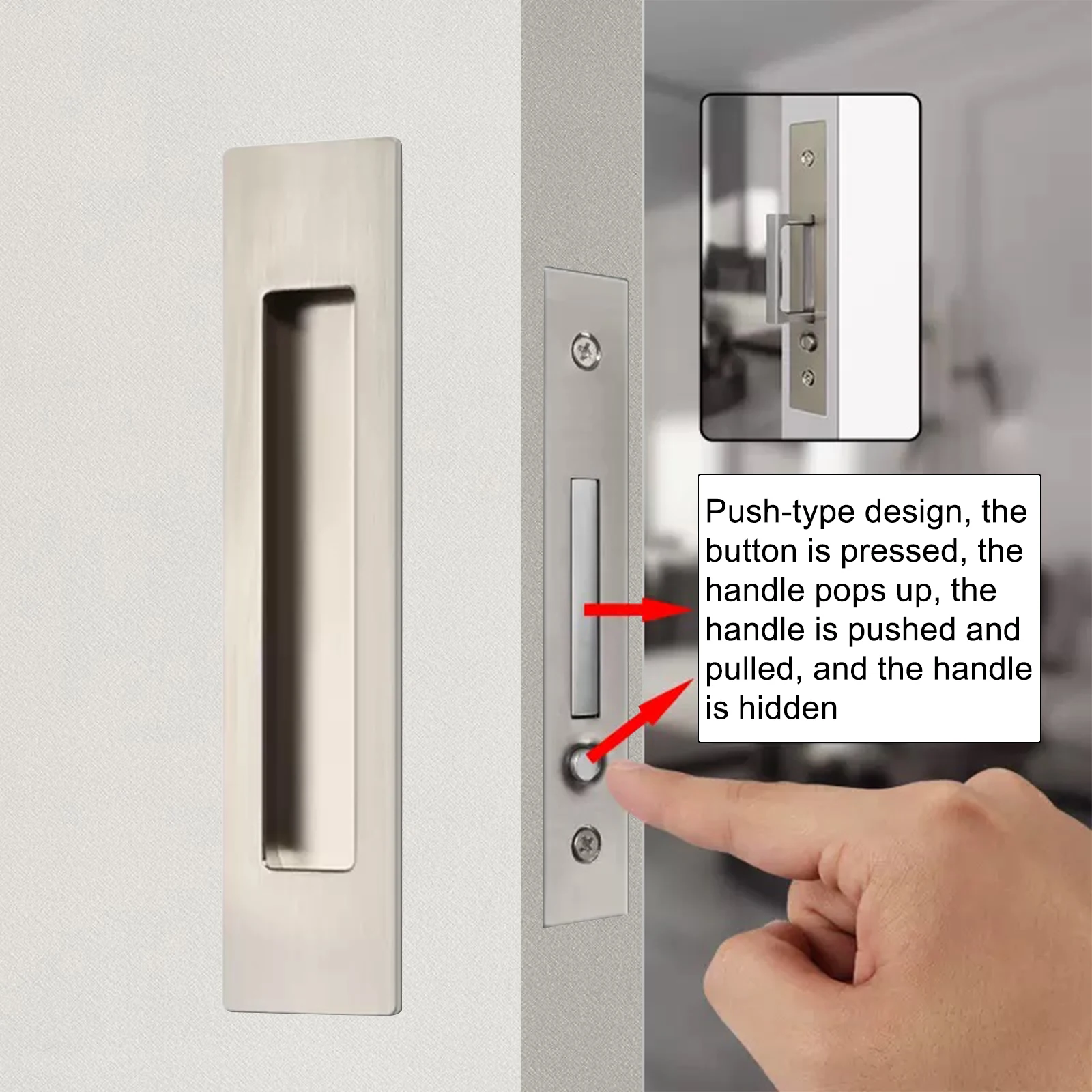 

Press pop-up Pocket Door Edge Pull Built-in Pocket Door Handle Hidden On The Side Pop-up Sliding Door Handles