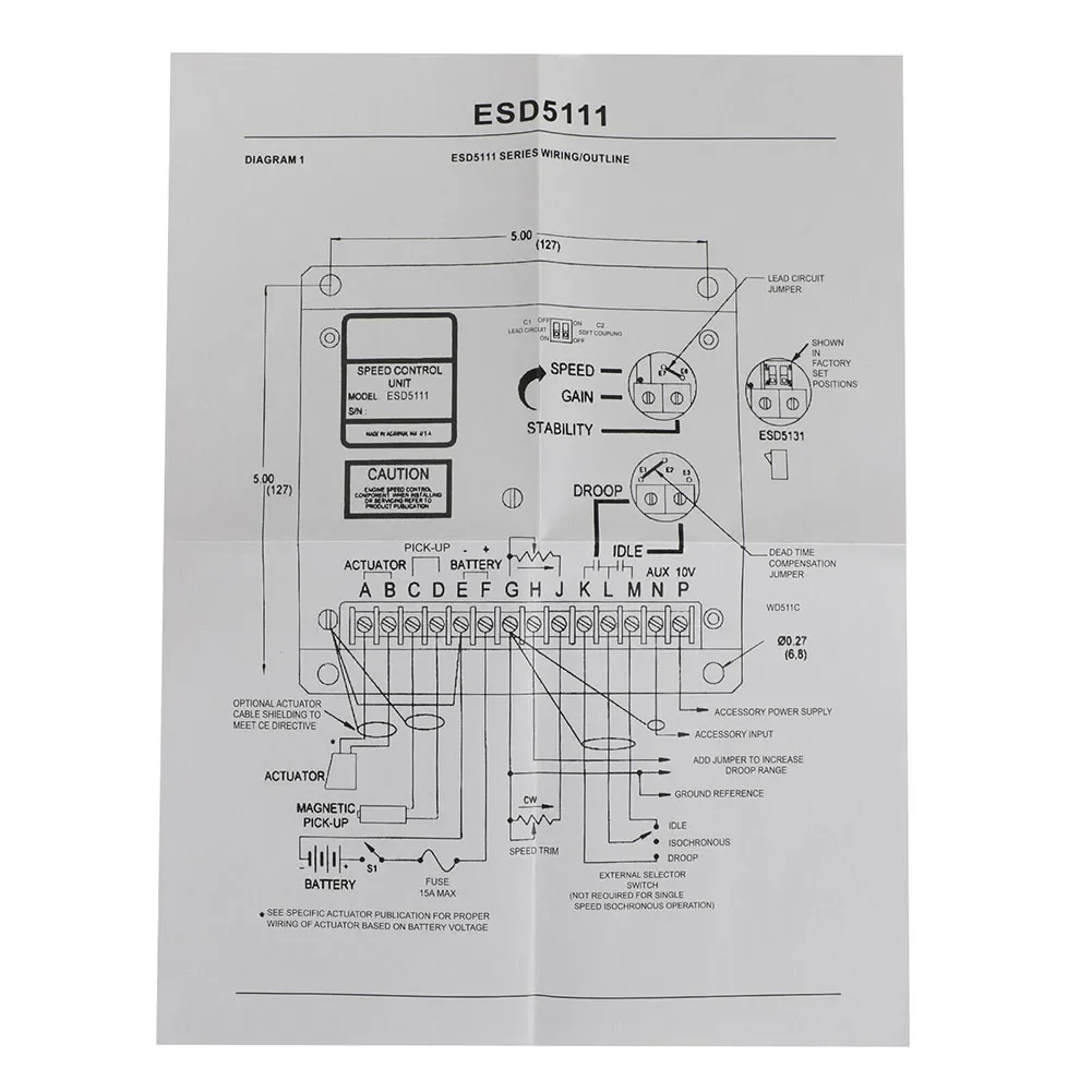 ESD5111 Electronic Engine Speed Controller Governor For Generator Genset Parts For Volvo Fukang, For GAC Generator Sets