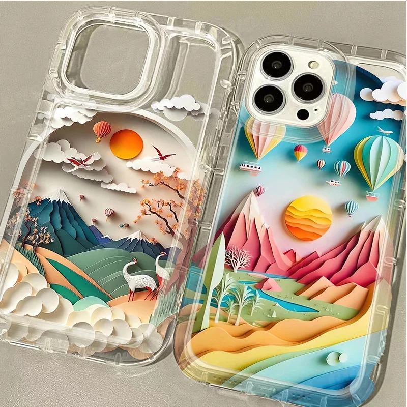 Clear Case for Xiaomi Redmi Note 13 12 Pro Plus 5G 4G 12S 11 11S 10 10S 9 9S 8 Pro 12C 10C Paper Art Beautiful Landscape Cover