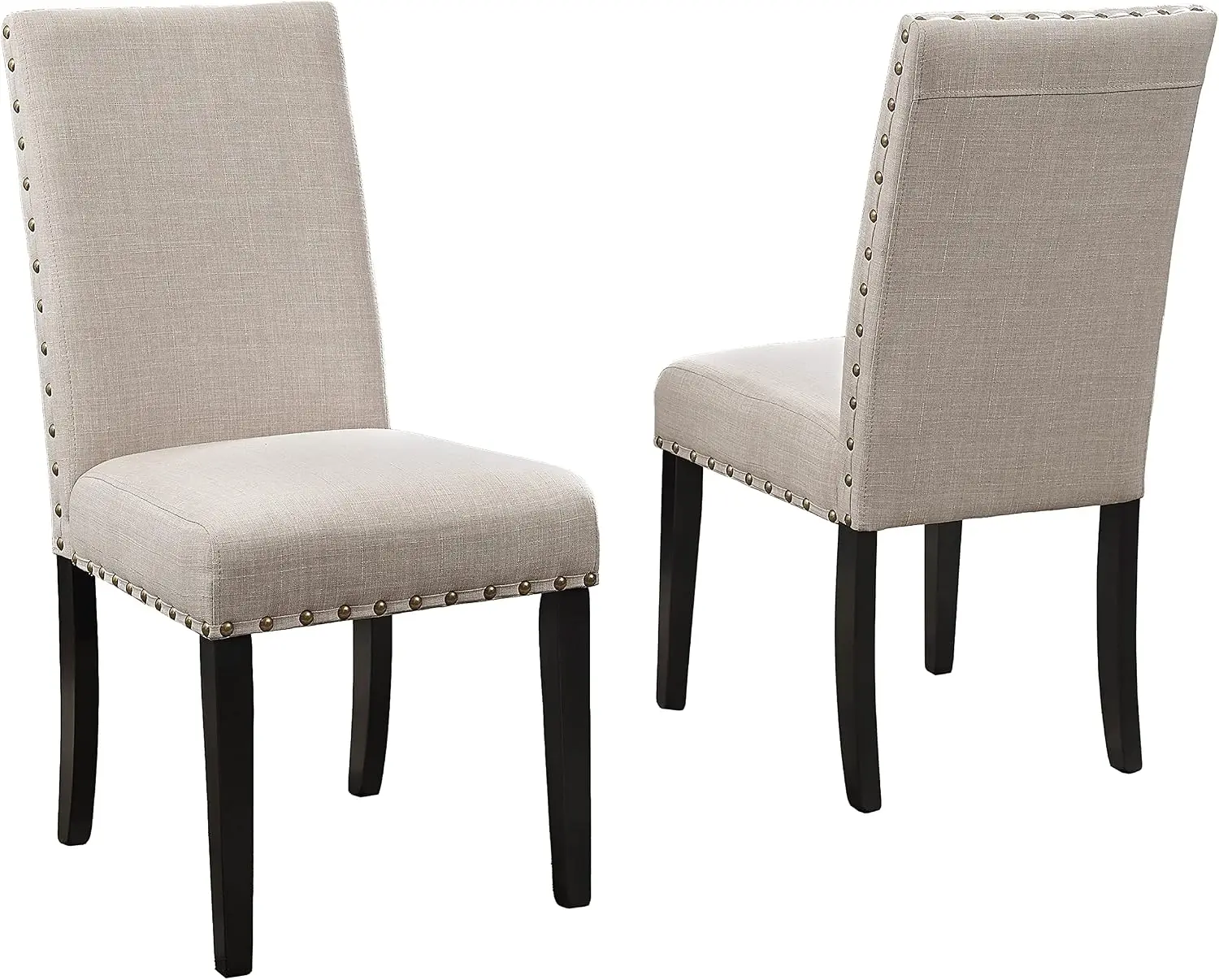 Furniture Biony Fabric Dining Chairs with Nailhead Trim, Set of 2, Tan