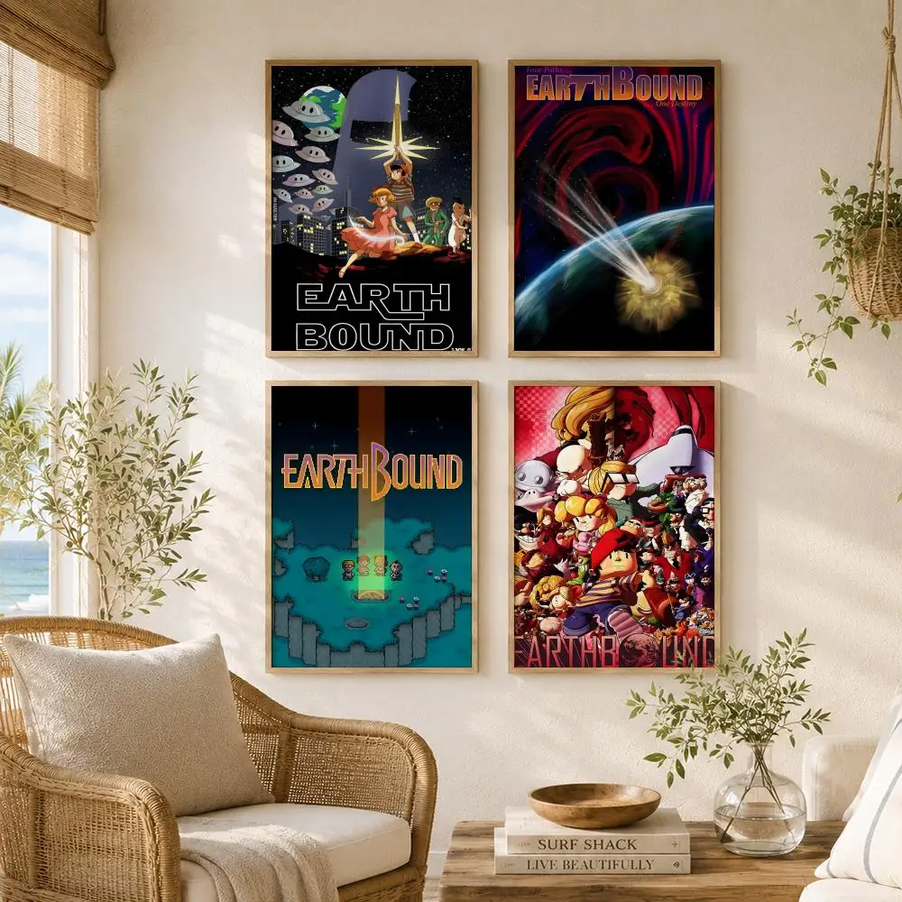 Classic RPG E-EarthBound 2 Poster Versatile HD Waterproof Wall Art Self-Adhesive Decor for Any Space Ideal Gift