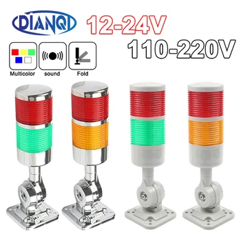 Voyant d'avertissement rouge industriel pour machine CNC, rotatif à 2 couches, LED clignotante constante, 180, DC 24V, 12V, AC 220V, 110V