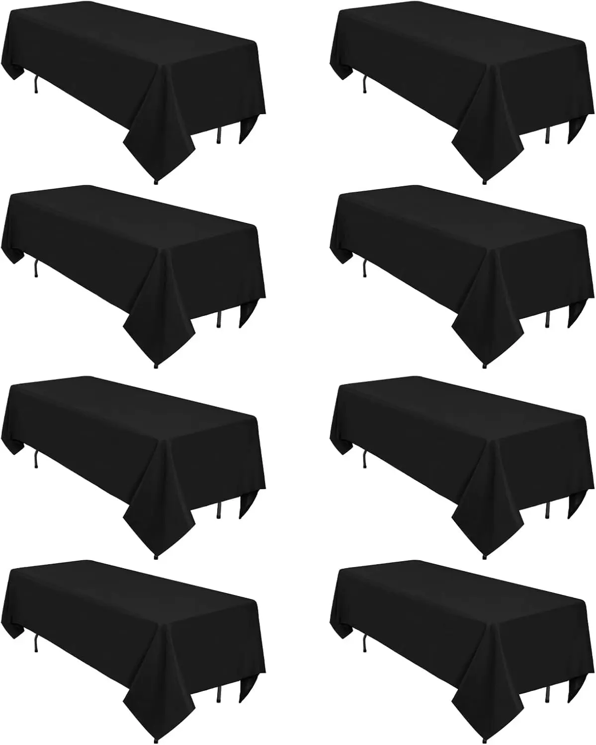 

8 Pack Black Tablecloths 60 x 102 Inch Rectangular Table Cloths for Rectangle Tables 6ft, Wrinkle Resistant Black Table