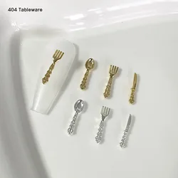 -Tableware- Western Cuisine Kitchenware Metal Charm Neo Chic Design Knife Fork Spoon Accessories Tableware Set Nail Ornament 404