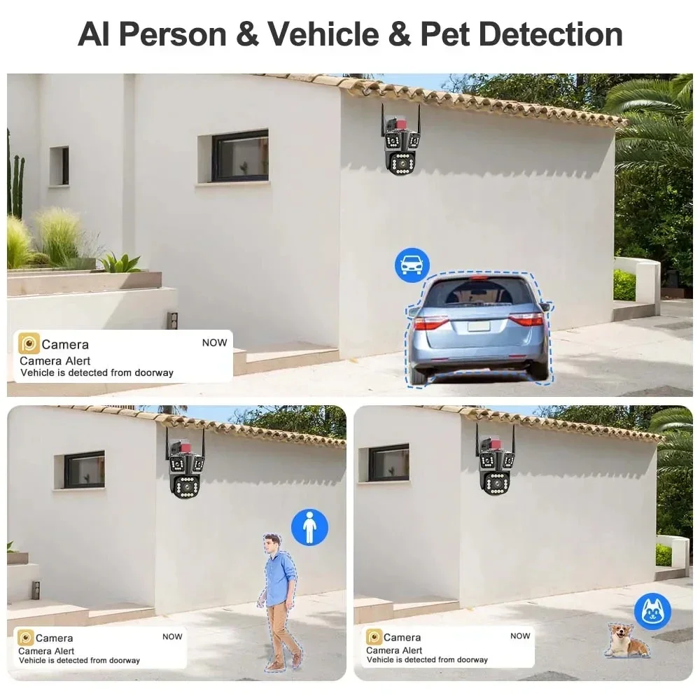 IPC360 HOME 5K 12MP WiFi PTZ Surveillance Camera Three Lens Two Way Audio Auto Tracking Color Night Vision IP66 Security Camera