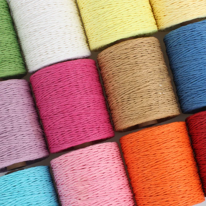 280-300m/Roll Natural Raffia Straw Yarn For Knitting Crocheting Paper Threads DIY Handmade Summer Sunhat Beach Bag Material