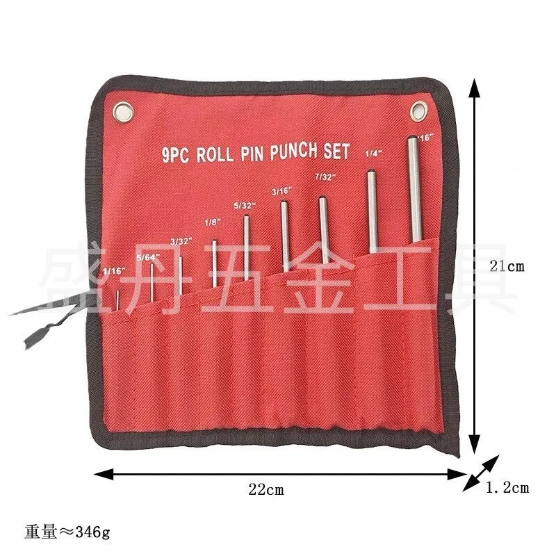 Gunsmithing Pin Punch Tool Kit 9‑Piece Roll Pin Punch Set with Double‑Face Hammer & Bench Block for Pin Removal Repair Work