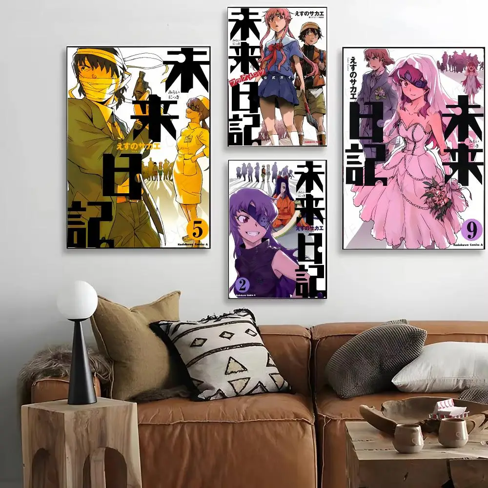 Anime M-Mirai N-Nikki Poster HD Art Decorative Wall Art Waterproof Home Décor for Living Room Bedroom Café Stylish Gift