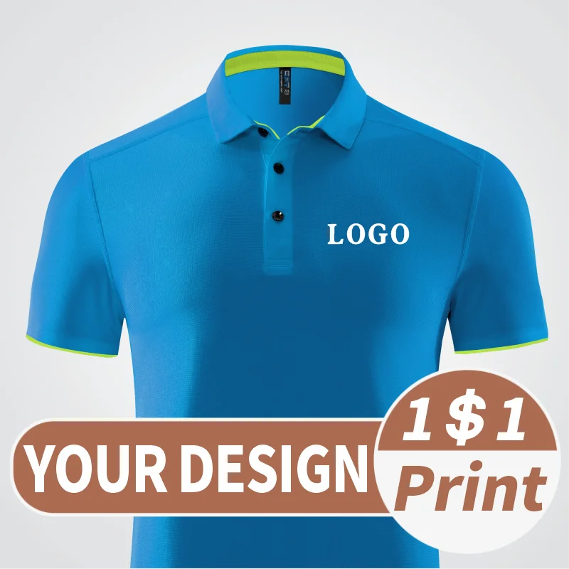 Customized logo for summer breathable shirts Casual short sleeved embroidery Quick drying top diy Men\'s casual POLO shirt print