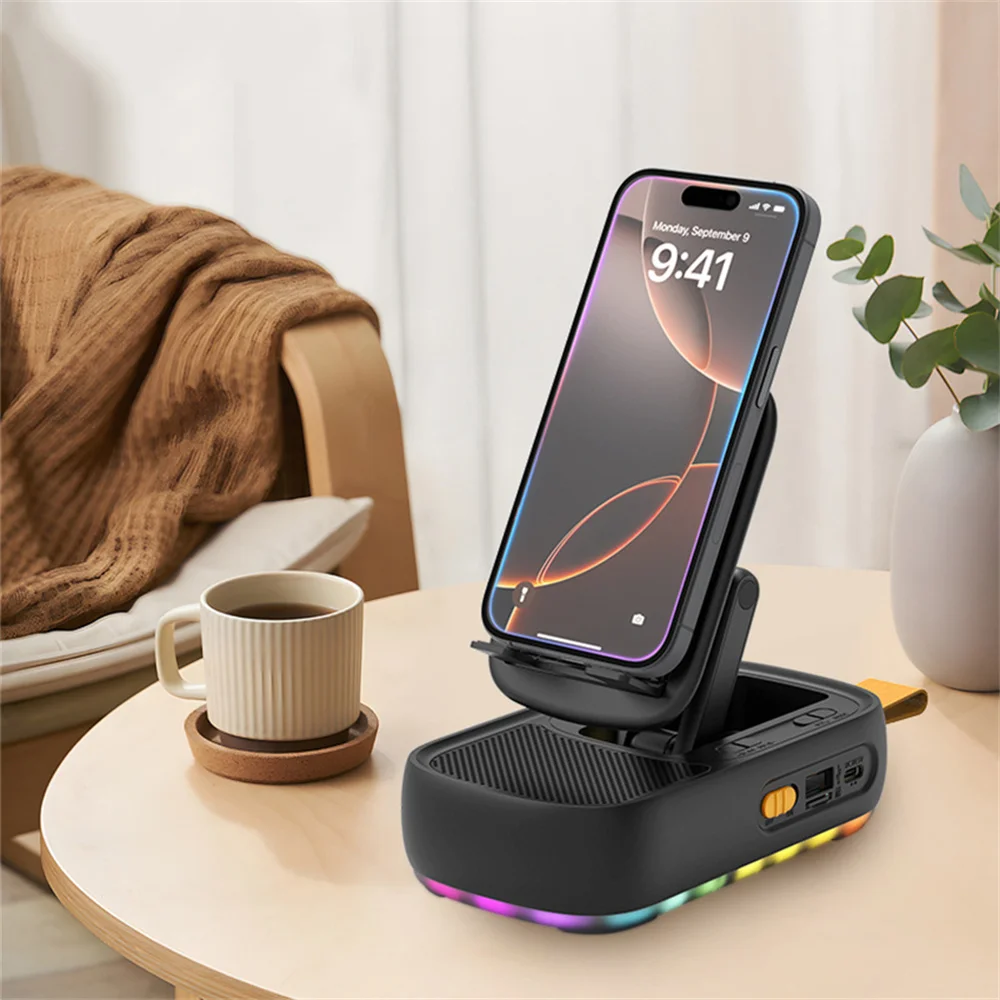 Portable Stand with Bluetooth-Compatible Speaker Desktop Bracket Folding Desktop Live Lazy Stand Anti-Slip