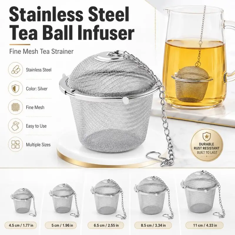 1~3pcs Stainless Steel Mesh Herbal Ball Reusable Tea Spice Strainer Teakettle Locking Tea Filter Seasoning Ball