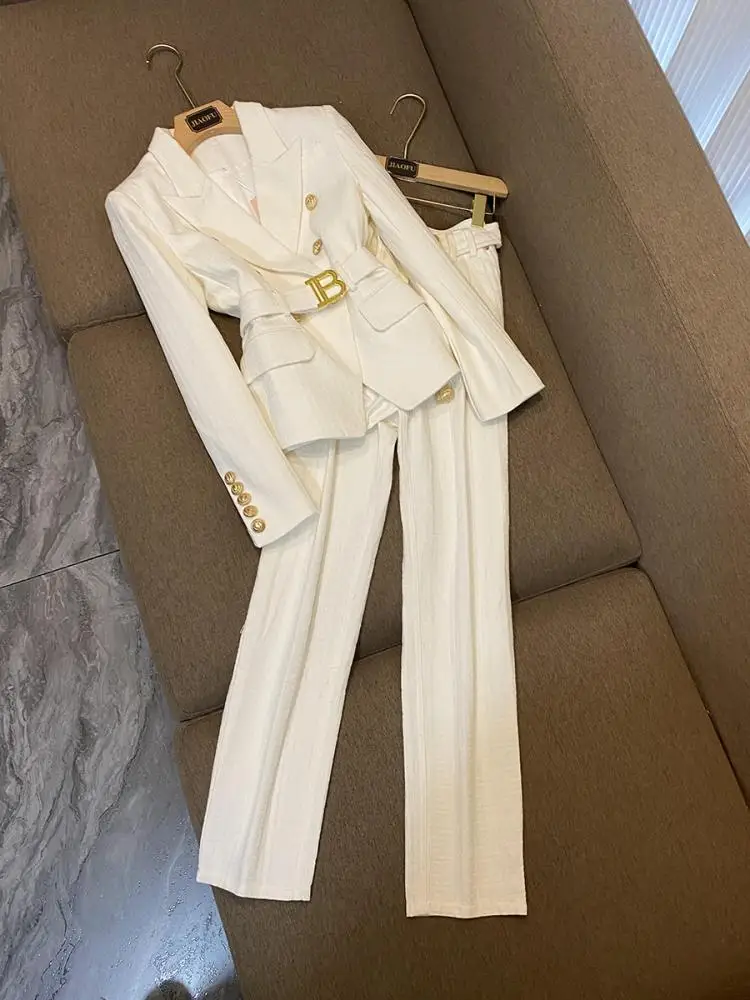 Ele conjunto de terno feminino outono inverno commute faion tecido bordado high-end profional aosphere d7896 conjunto na moda