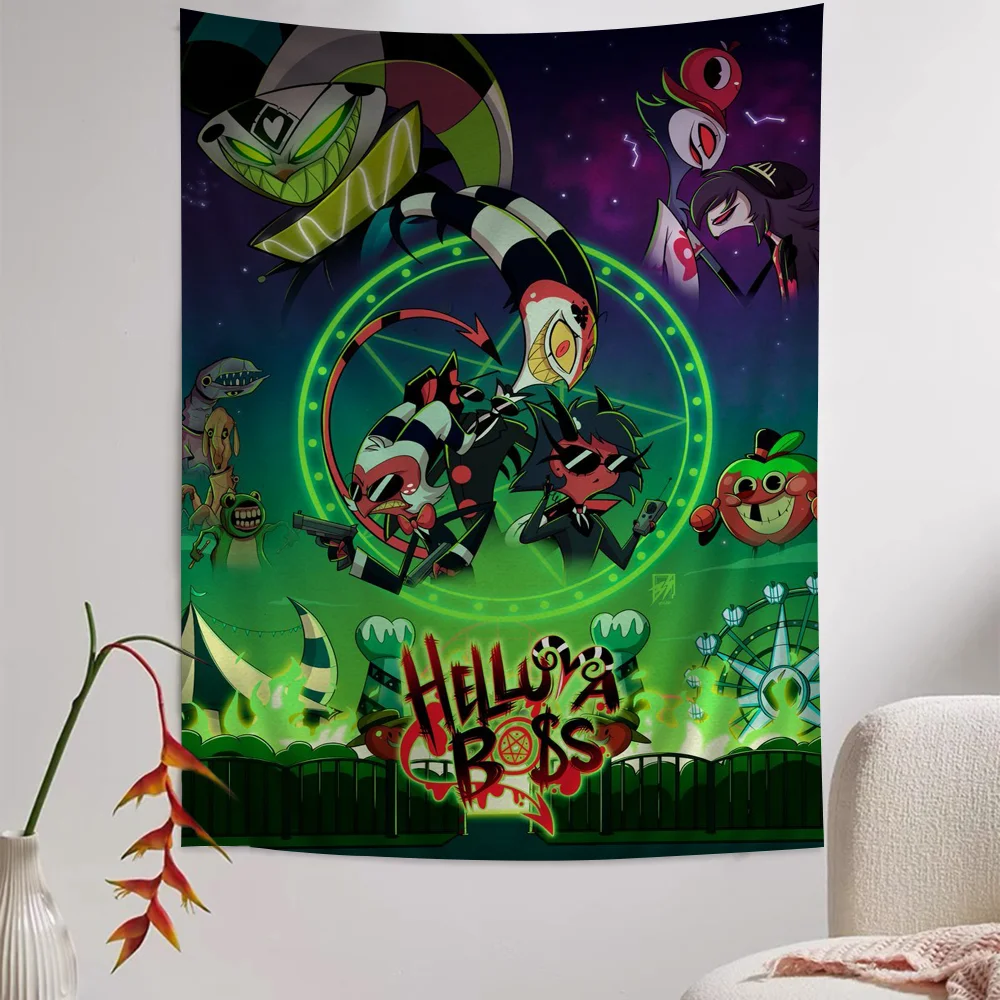 Helluva Boss Cartoon Tapestry Anime Tapestry Hanging Tarot Hippie Wall Rugs Dorm Wall Hanging Sheets