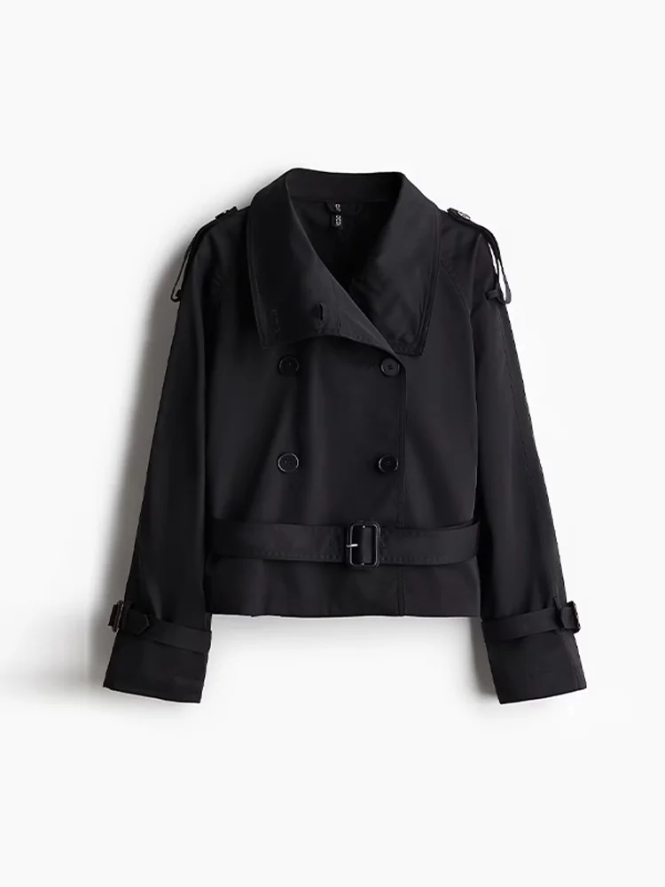 معطف نسائي أنيق بأكمام واسعة وياقة واقفة سترة نسائية واحدة الصدر بأكمام طويلة معاطف ربيعية للسيدات لعام 2025