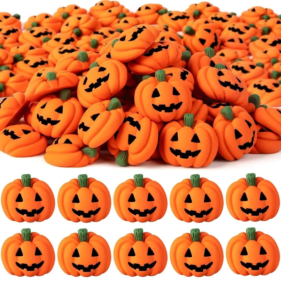 10-20Pcs Halloween Resin Ghost Pumpkin Miniatures Mini Flatback Charms Pumpkin Halloween Party Table Scatter Decor DIY Crafts