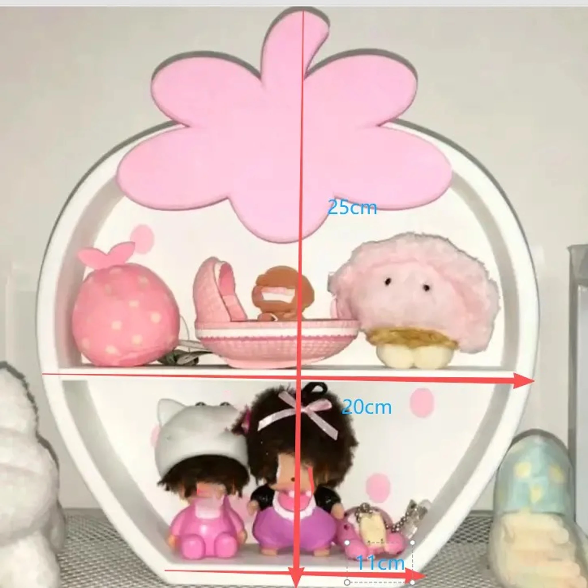 Neue Niedliche 3D-Gedruckte Aufbewahrungsbox, Mädchenhaft Niedlicher Erdbeer-Desktop-Organizer, Blindbox-Puppenständer, Dekoration, Süßes Geschenk – Detail 1