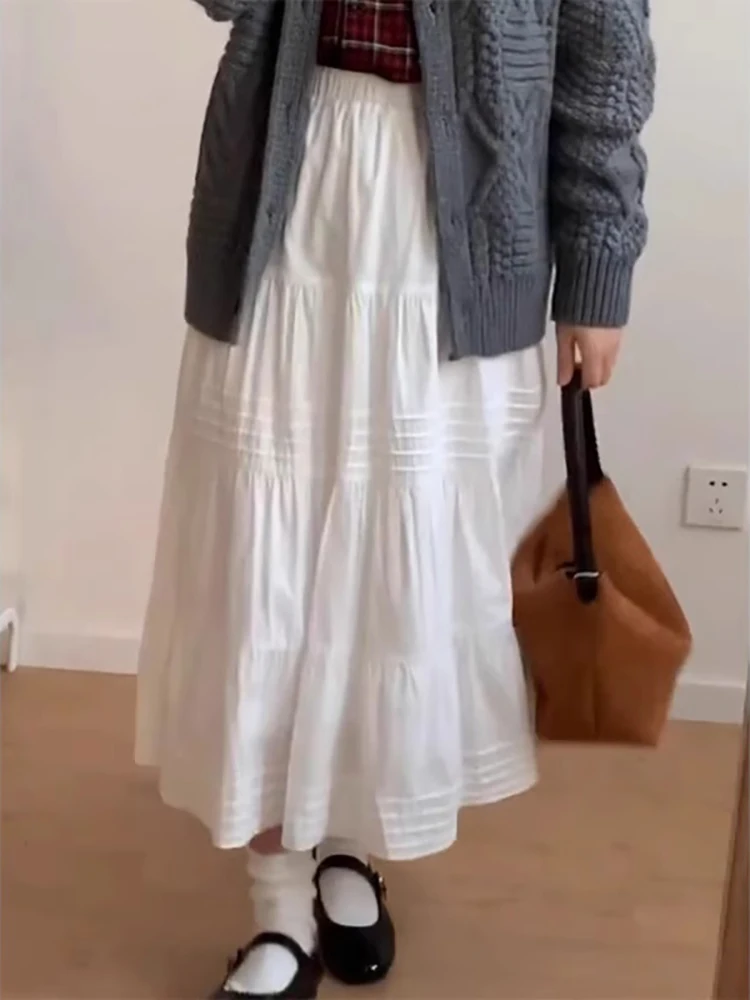 Romantic Casual Mid-Length A-Line Skirt Women's New Spring Summer Salt Series Elastic Waist Half Body Skirt Gentle Romance Style