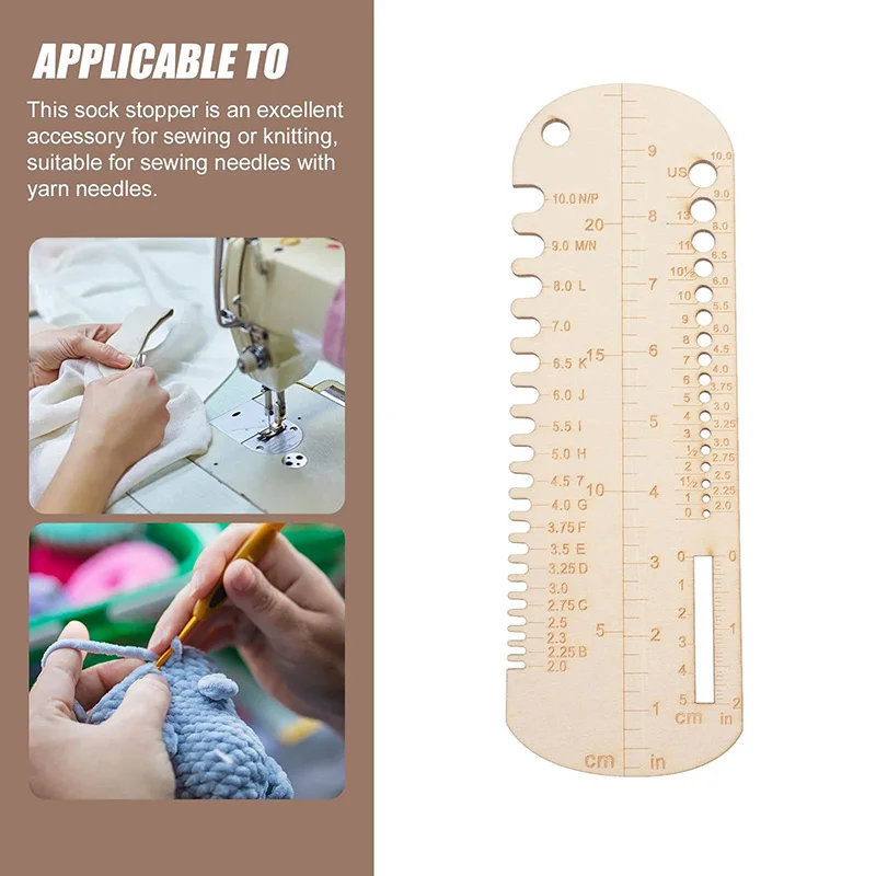 YOMDID 1PC Wood Sock Ruler Knitting Crochet Measuring Device Handcraft Socks Measuring Board DIY Sock Sewing Knitted Accessories