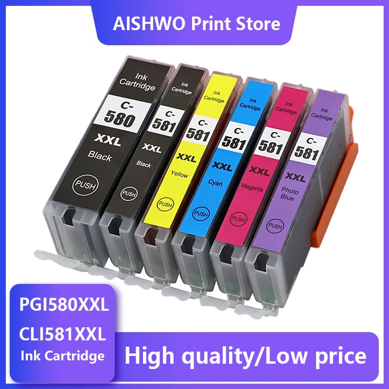 tinta para canon pgi 580 pgbk cli compativel com pgi580 cli581 para modelos pgi 581 bk c m y pbk xl ts8150 ts8151 ts815150 ts9150 e ts9155 01