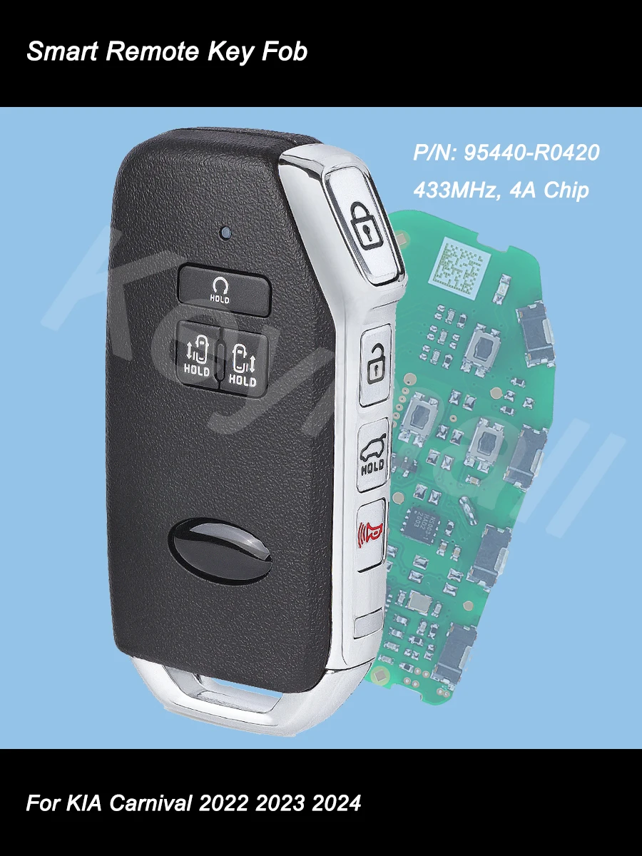 

KEYECU Smart Remote Car Key Fob 3+4 7 Buttons 433MHz 4A Chip for KIA Carnival 2022 2023 2024 Replacement P/N: 95440-R0420