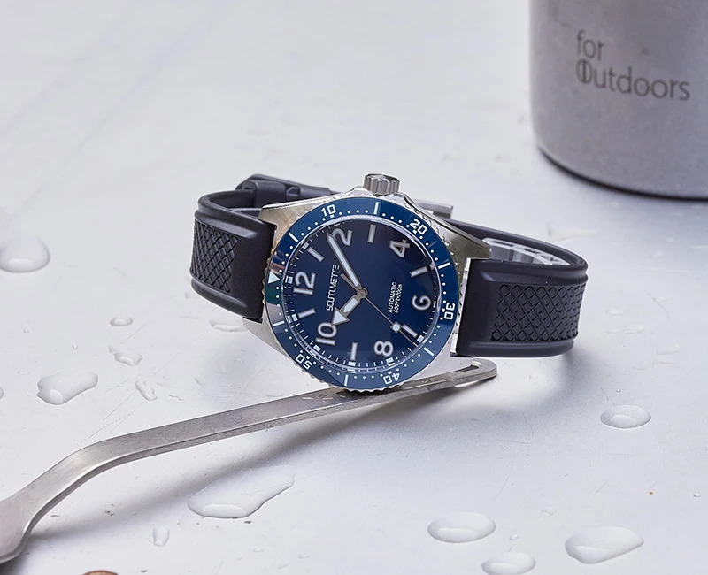SCMTLUMETTE A061 Klassische 1969 Hommage-Uhr Automatik Taucheruhr für Herren 200M Keramik-Lünette Leuchtend im Dunkeln Outdoor Abenteuer Sport Gummiarmband – Detail 4