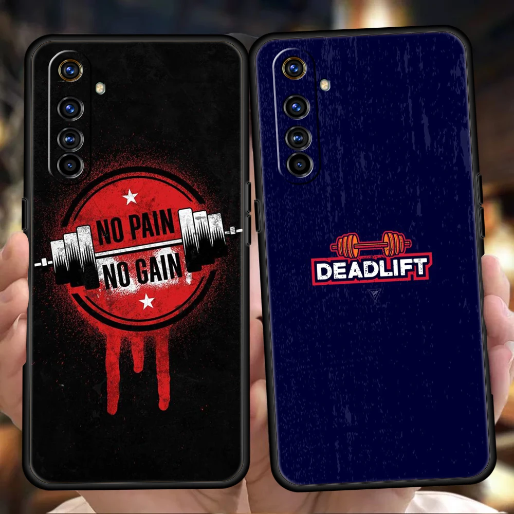 Barbell Deadlift Fitness Phone Case for Realme 8 9 Pro Plus 8i 9i 6 7 GT2 C21 C25 C3 C11 11 Pro 5G Plus Shockproof Silicon Shell