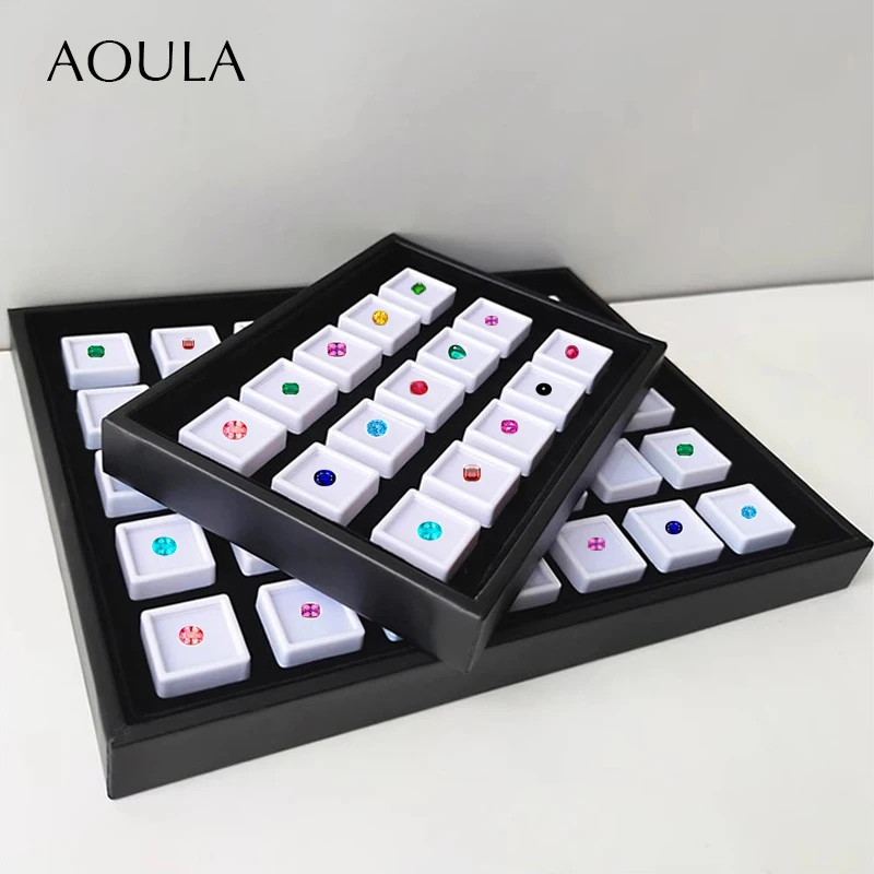 Gem Jar Display Gemstone Jewelry Insert Tray Loose Diamond Stone Display Box Gems Storage Holder Container Organizer with Sponge