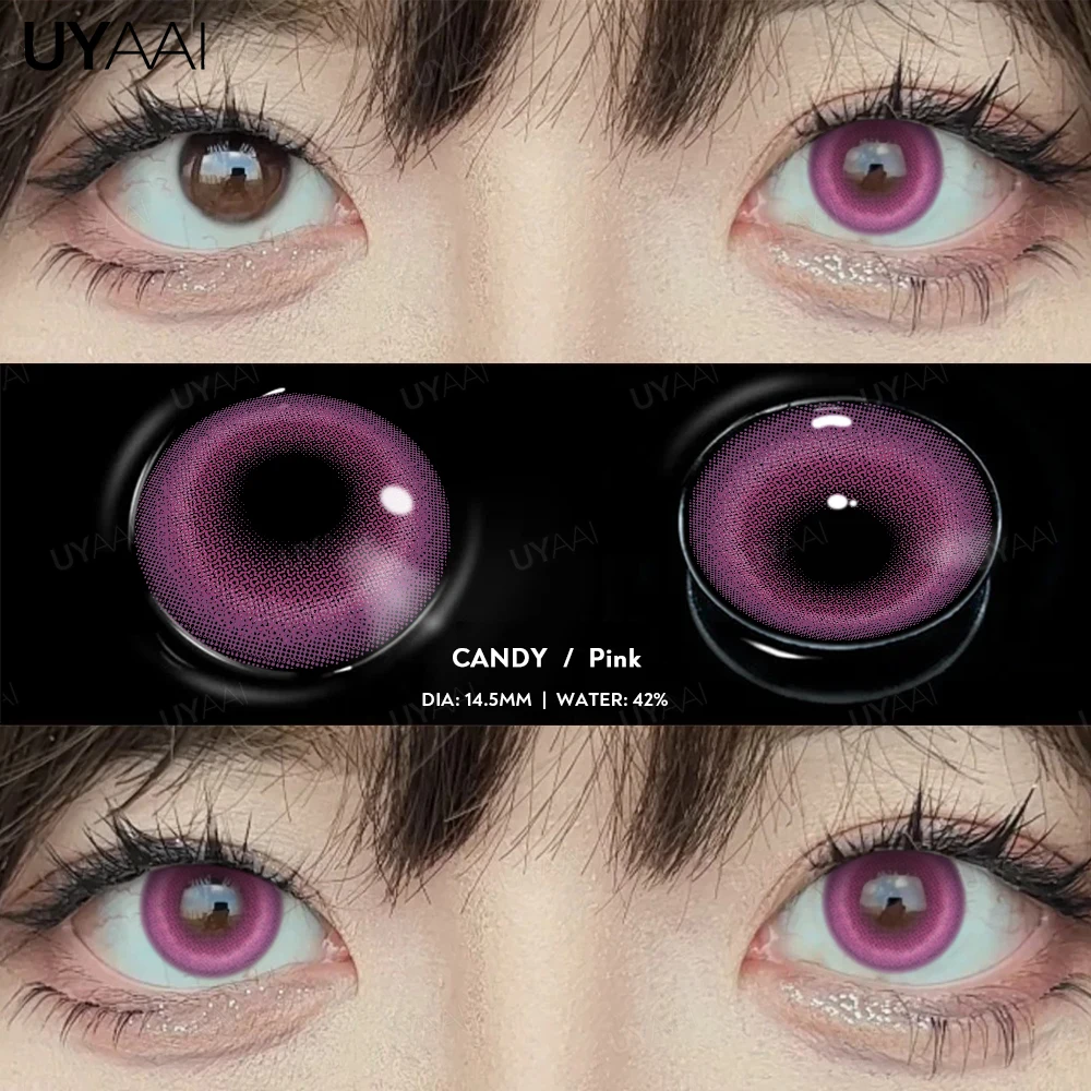 Bio-essence Pink Lenses 1 Pair Colored Contact Lenses for Eyes Anime Accessories Anime Lenses Cosplay Lenses Nezuko Colorcon