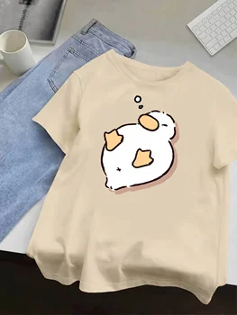 864-91d4f4.jpg Women's T-shirt Short Sleeved Cute Sleeping Duck