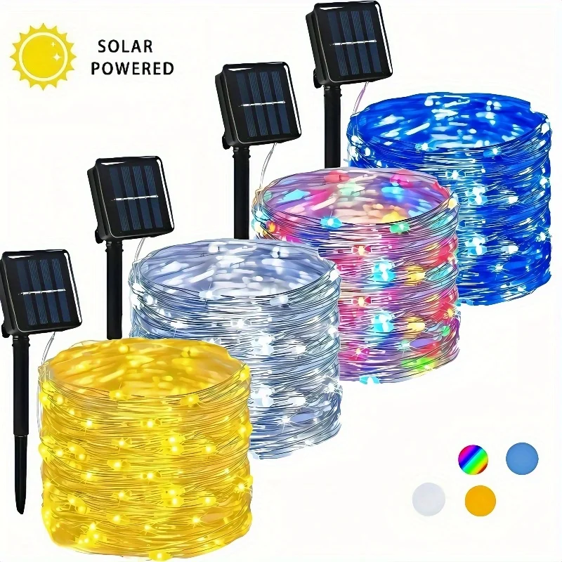 

Солнечные гирлянды, уличные гирлянды с медной проволокой, 8 режимов для сада, патио, дерева, праздника, свадьбы и Рождества, Хэллоуина