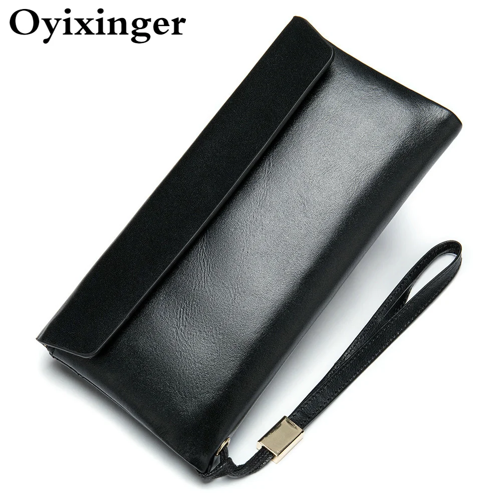 

OYIXINGER Luxury Women Wallet Genuine Leather Purse For Women RFID Thin Clutch Ladies Long Style Coin Wallet Female Card Holder