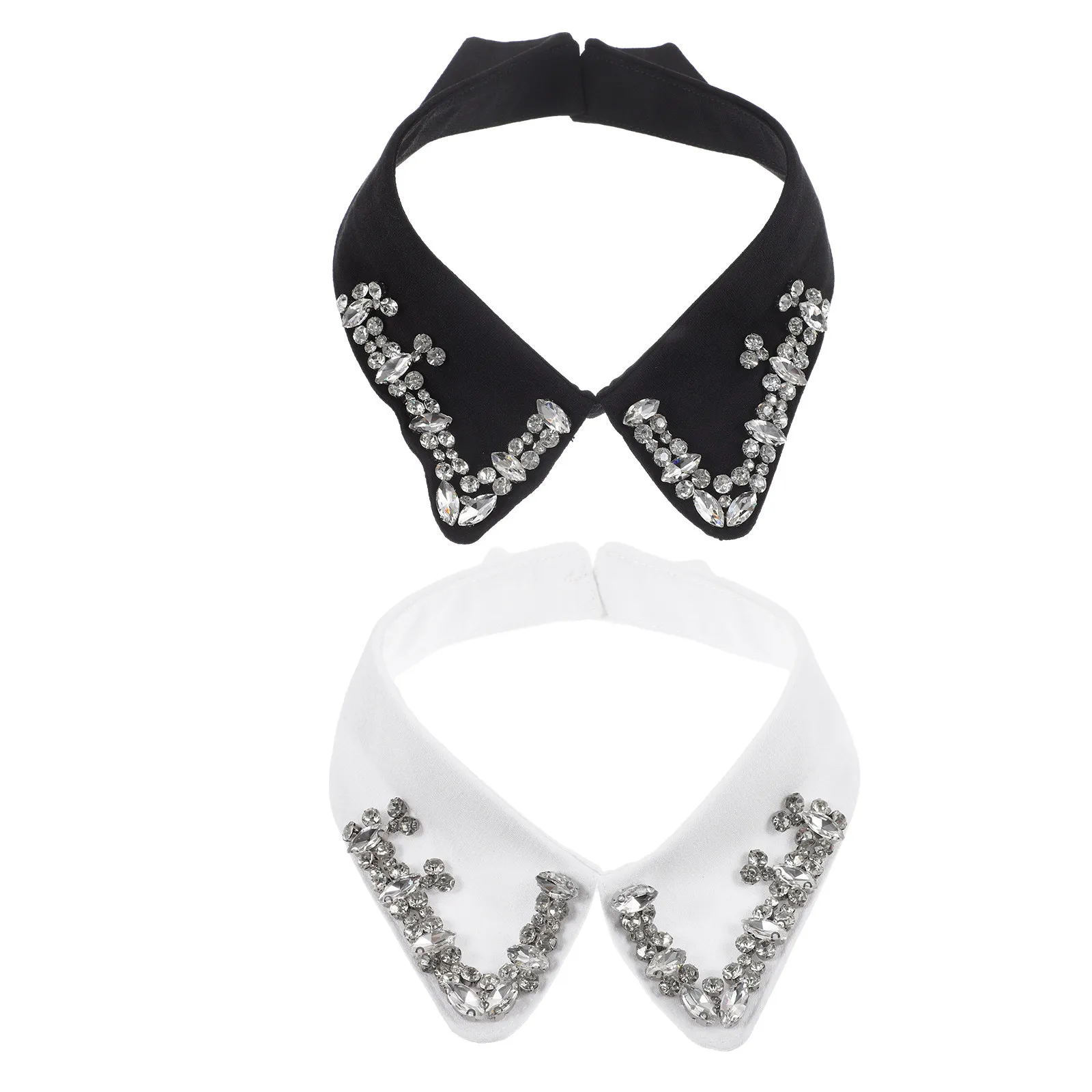 

2Pcs Collar Fake Women Detachable Rhinestone Shirt False Collar Blouse Decoration Elegant Fashion Accessory Comfortable Fit