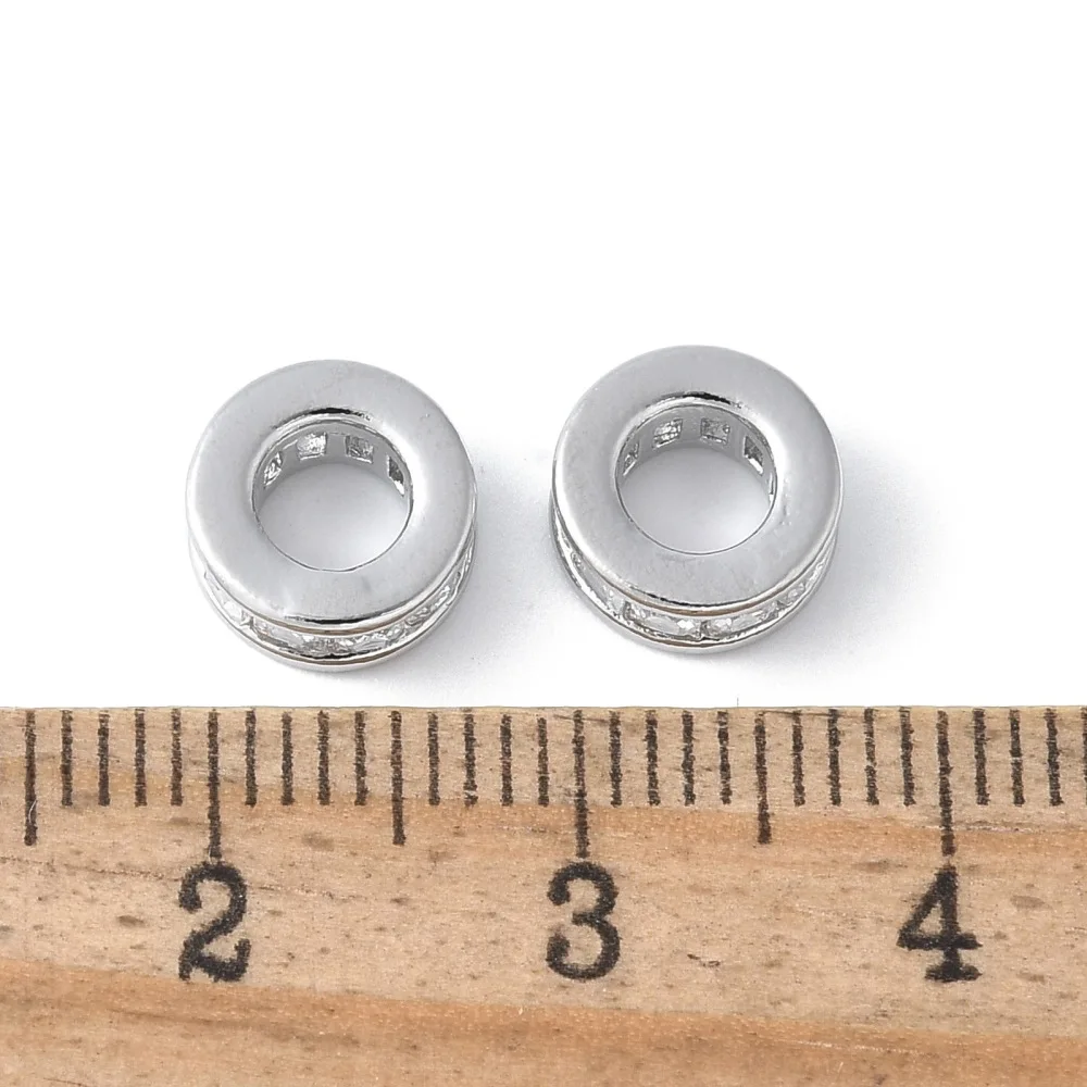 ジュエリー作り用の丸くて平らなジルコニアビーズ,手作りのブレスレット,8x3,8mm, 10個