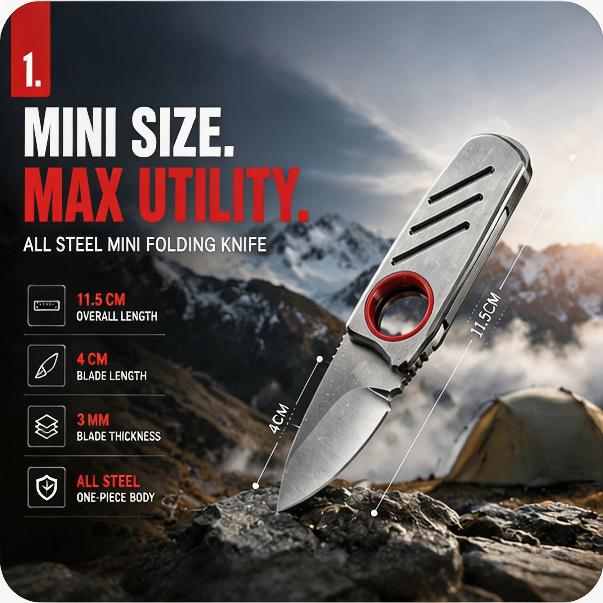 TINSOL 2026 New Mini Stainless Steel Portable EDC Tool Keychain Pendant for Opening Packages and Daily Use