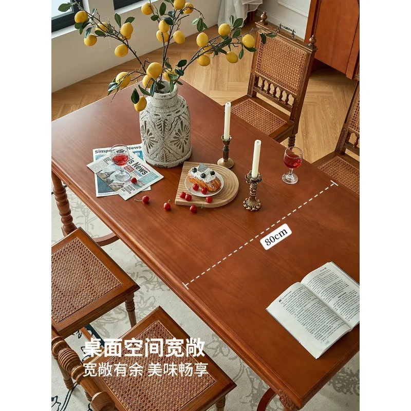 French retro solid wood dining table and chair combination Chinese antique island rectangular American dining table
