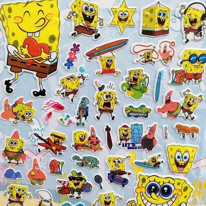 Cartoon SpongeBob SquarePants Three-dimensional Bubble Stickers Decorative Mobile Phone Shell Water Cup Stickers Wholesale