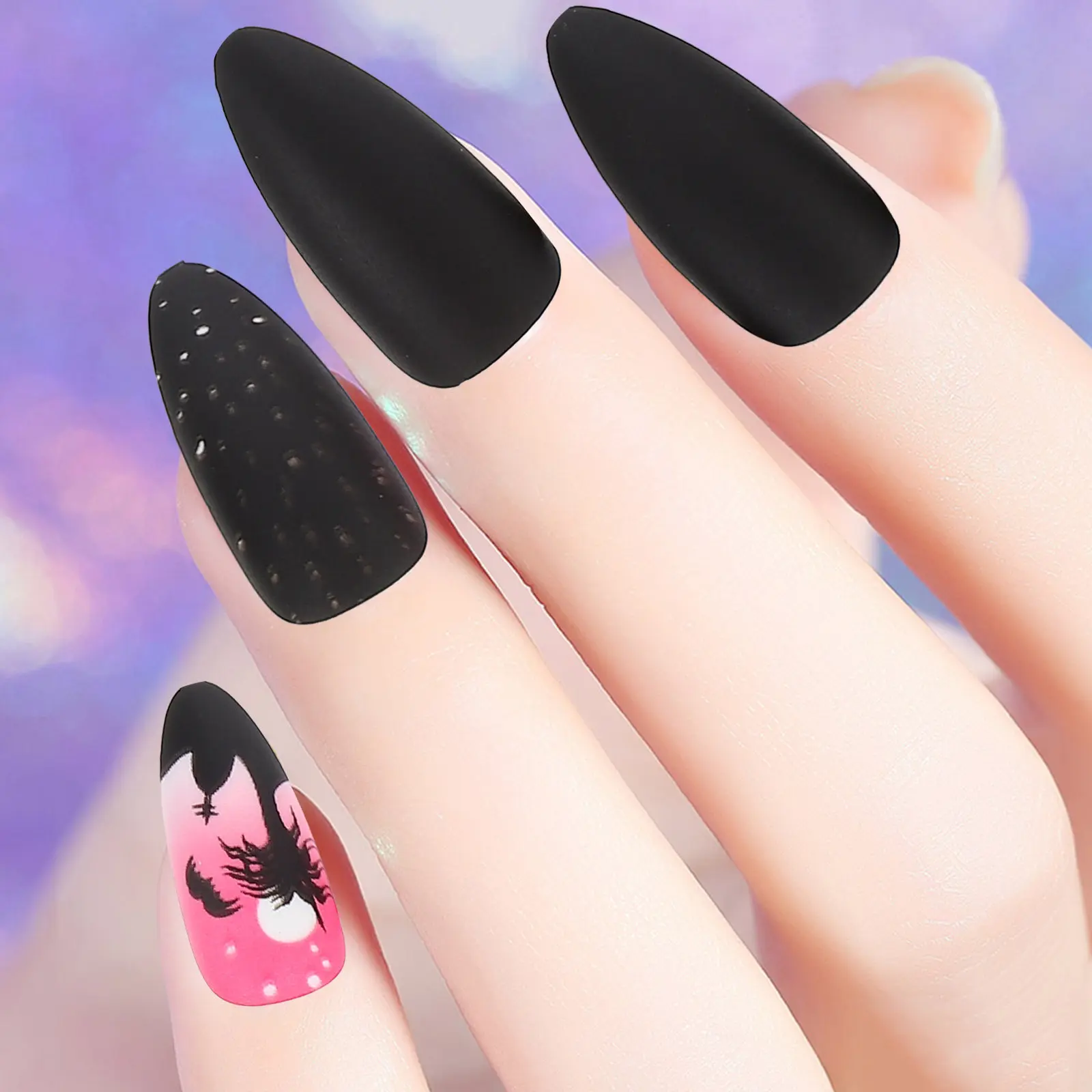 48Pcs Professional Nail Art Learner False Nails Halloween Gifts Wife Girlfriend Mother Friends False Nail Fake Nails