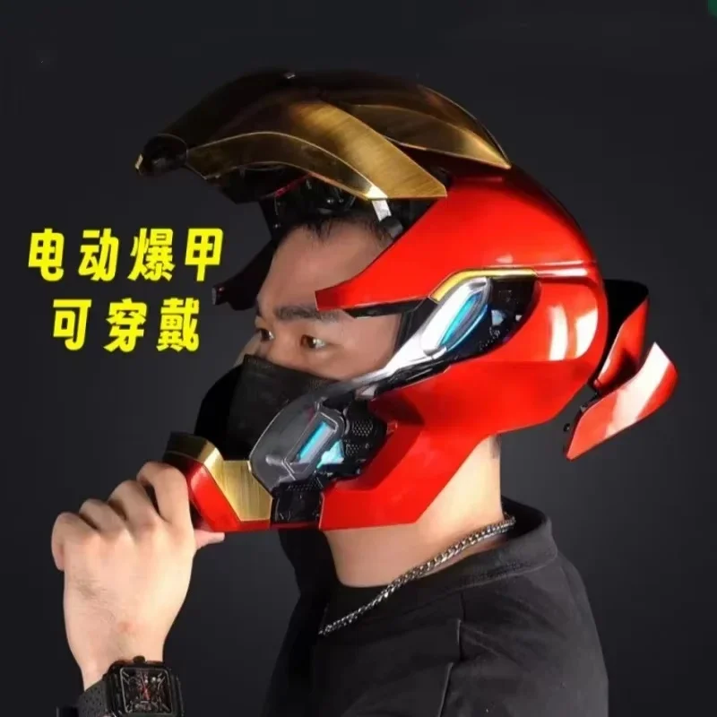 Hot 1:1 Iron Man Mk50 Figures Wearable Voice-Activated Deformation Helmet Around Marvel Animation Derivatives Model Toy Boy Gift