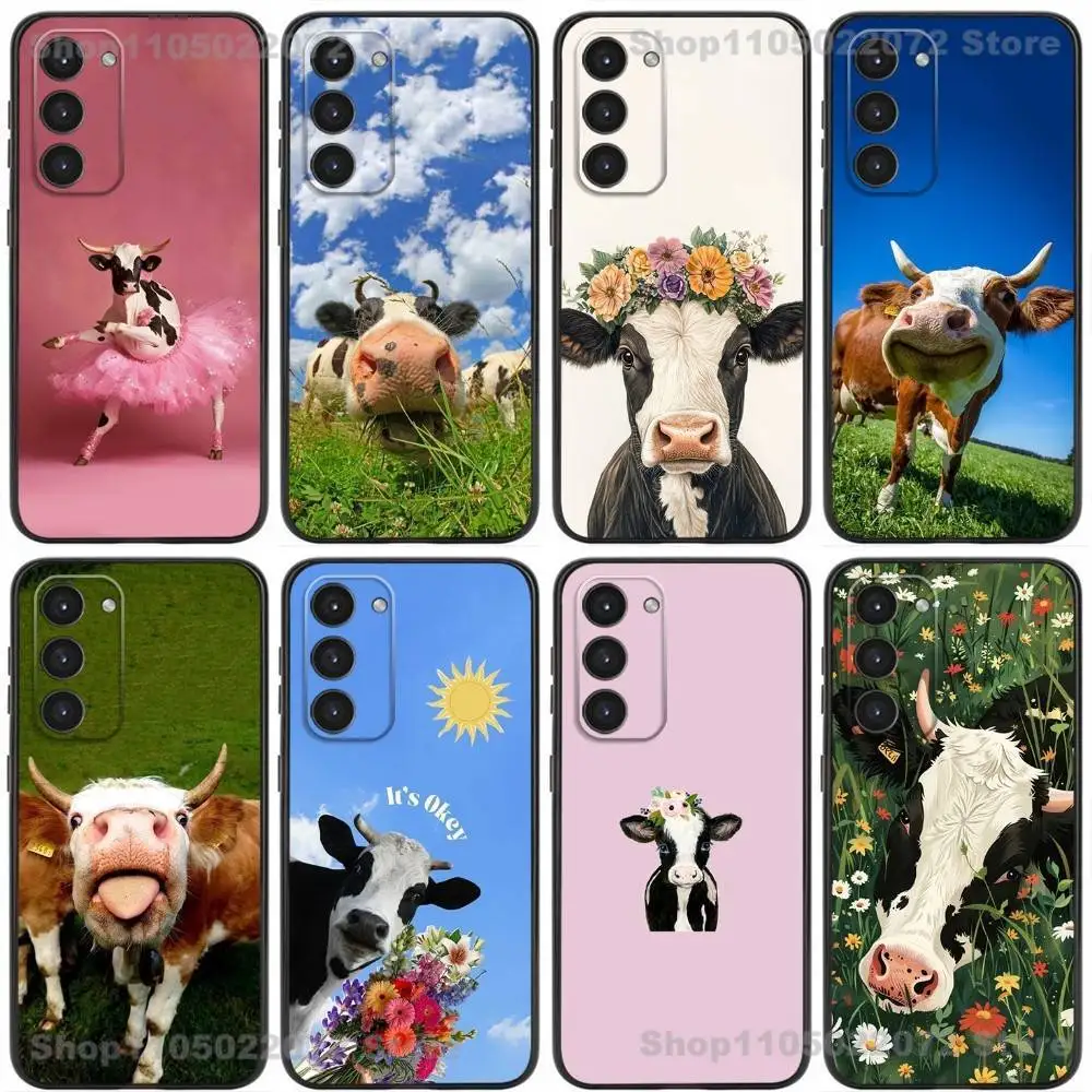 

Cute and funny cow Phone Case For Samsung Galaxy A20,21s,22,31,32,52,53,72,73,80,91 Soft Silicone Black Cover