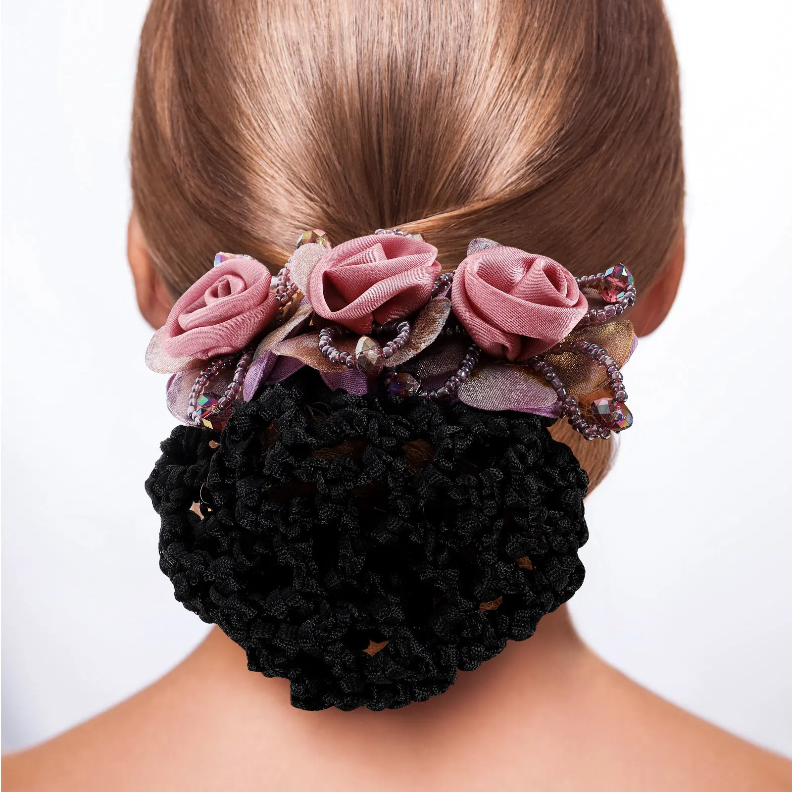 

2 шт. элегантные сетки-заколки для волос с цветами для женщин, надежная фиксация, нескользящие, для работы, медсестер, стюардесс, балета