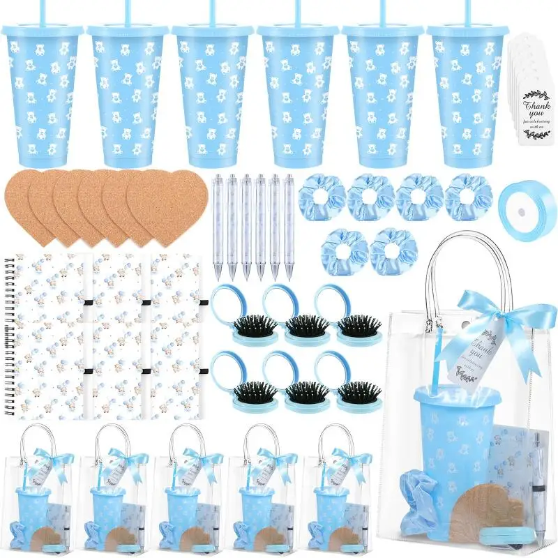 

Gift For Her/Him Shower Party Packs Prizes for Winners Gifts | Includes Plastic Tumbler, Notebook, Pen, Heart Coaster, Hair Band, Brush, Gift Bags - Ideal for Wedding, Bridal Shower, Party Events
