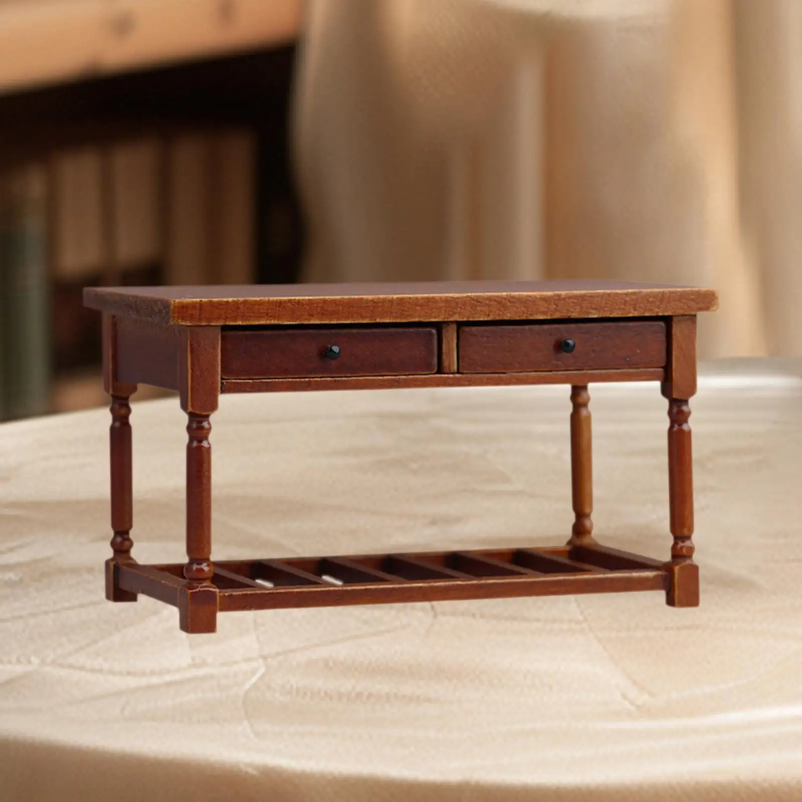 Poppenhuis miniatuur houten tafel Poppenhuis meubelaccessoires Kleine eettafel
