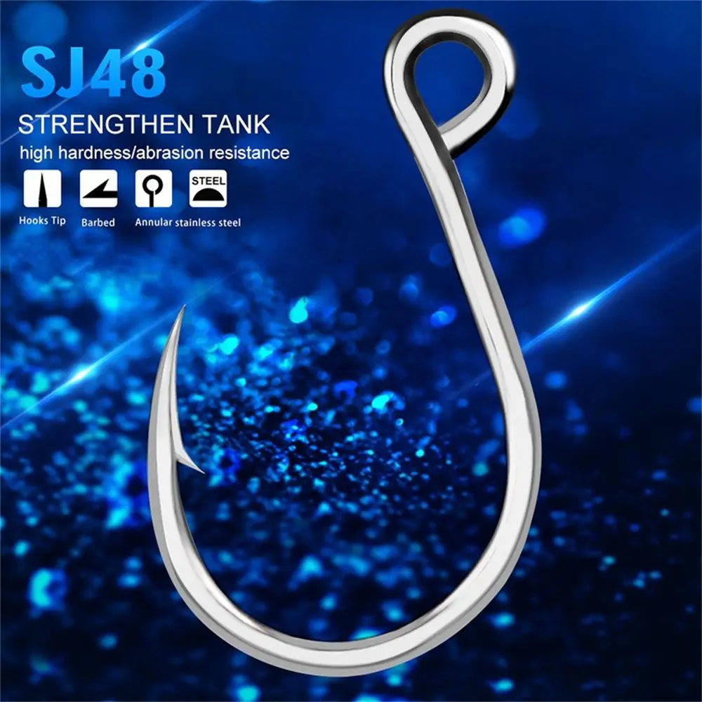 20Pcs 6#-11/0# High Carbon Steel Fishing Hooks Big Eye Single Hooks Barbed Durable Fly Fishhooks Tackle Accessories